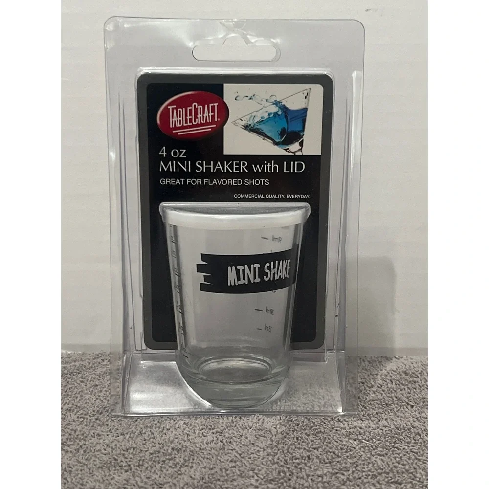 TableCraft 4 oz Mini Shaker with Lid Glass Shot‎ Shaker H1433L Clear